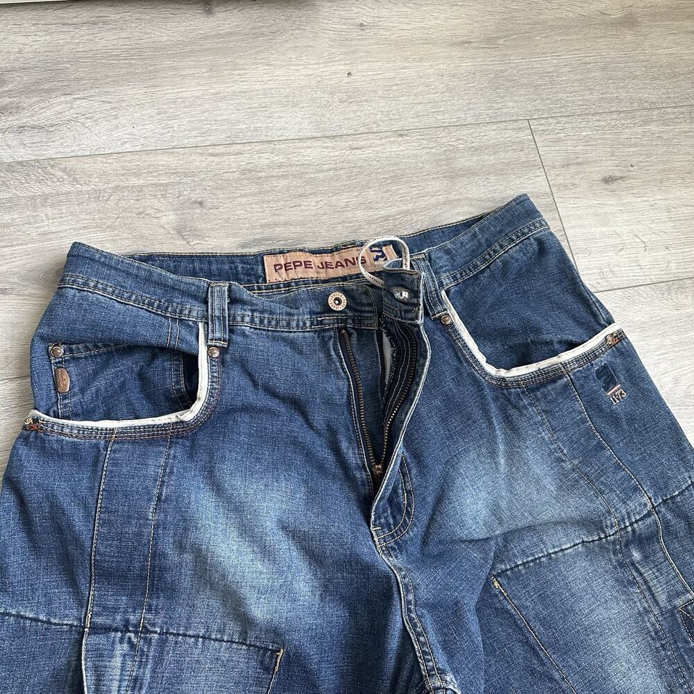 Vintage Pepe Jeans Denim Y2K Ultra Baggy Jeans Pants 34x32 Men Faded Drawstring - Picture 4 of 9